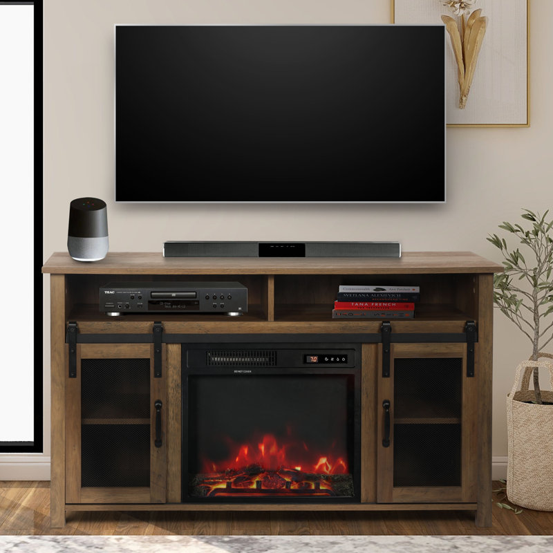 Gracie Oaks Seabeck TV Stand for TVs up to 55" with Fireplace Included